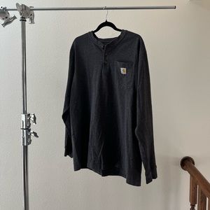 LOOSE FIT HEAVYWEIGHT LONG-SLEEVE POCKET HENLEY T-SHIRT